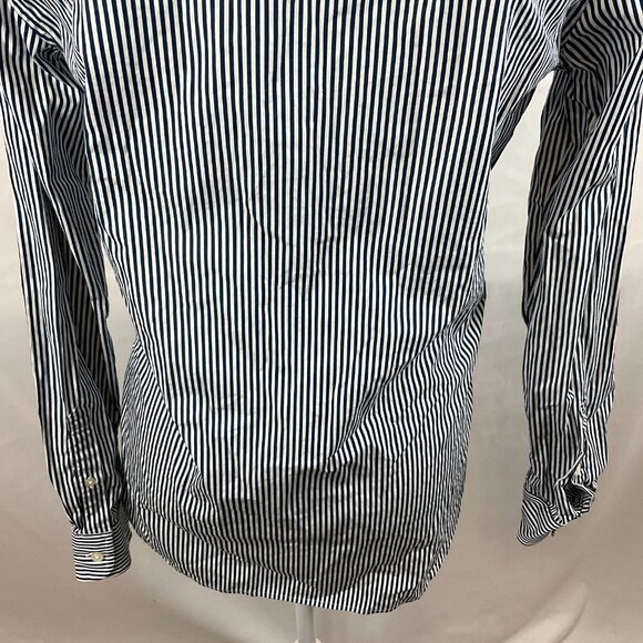 Club Monaco Slim Fit Men's Shirt XS Blue White Stripe Button Front Long Sleeve - Picture 10 of 11